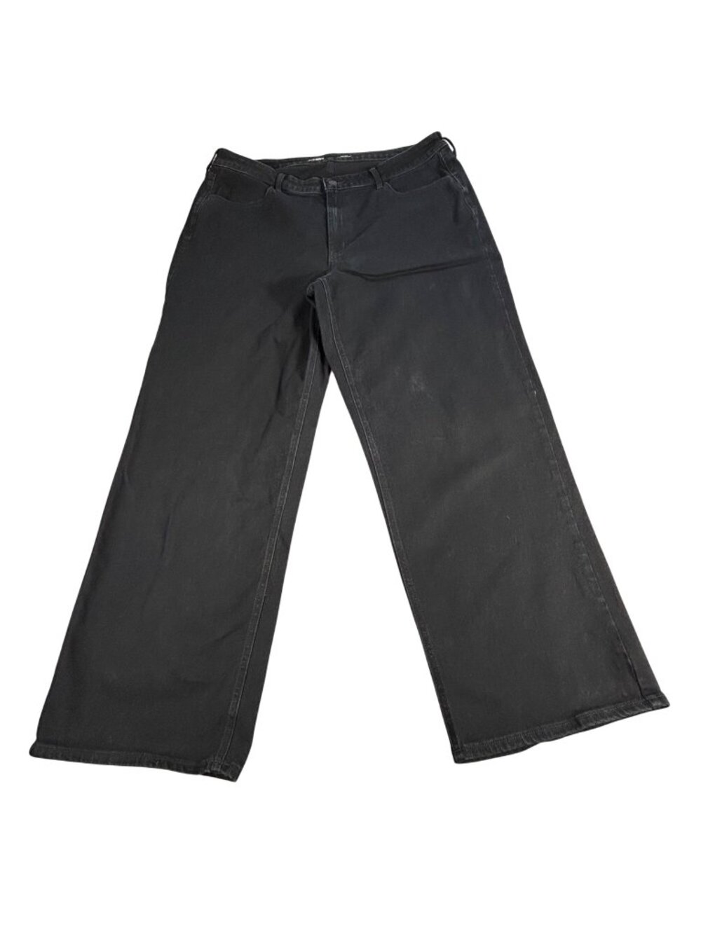 Old Navy 70s High-Rise Wow Wide Leg Black Jeans Size 18 Comfy Stretch Retro